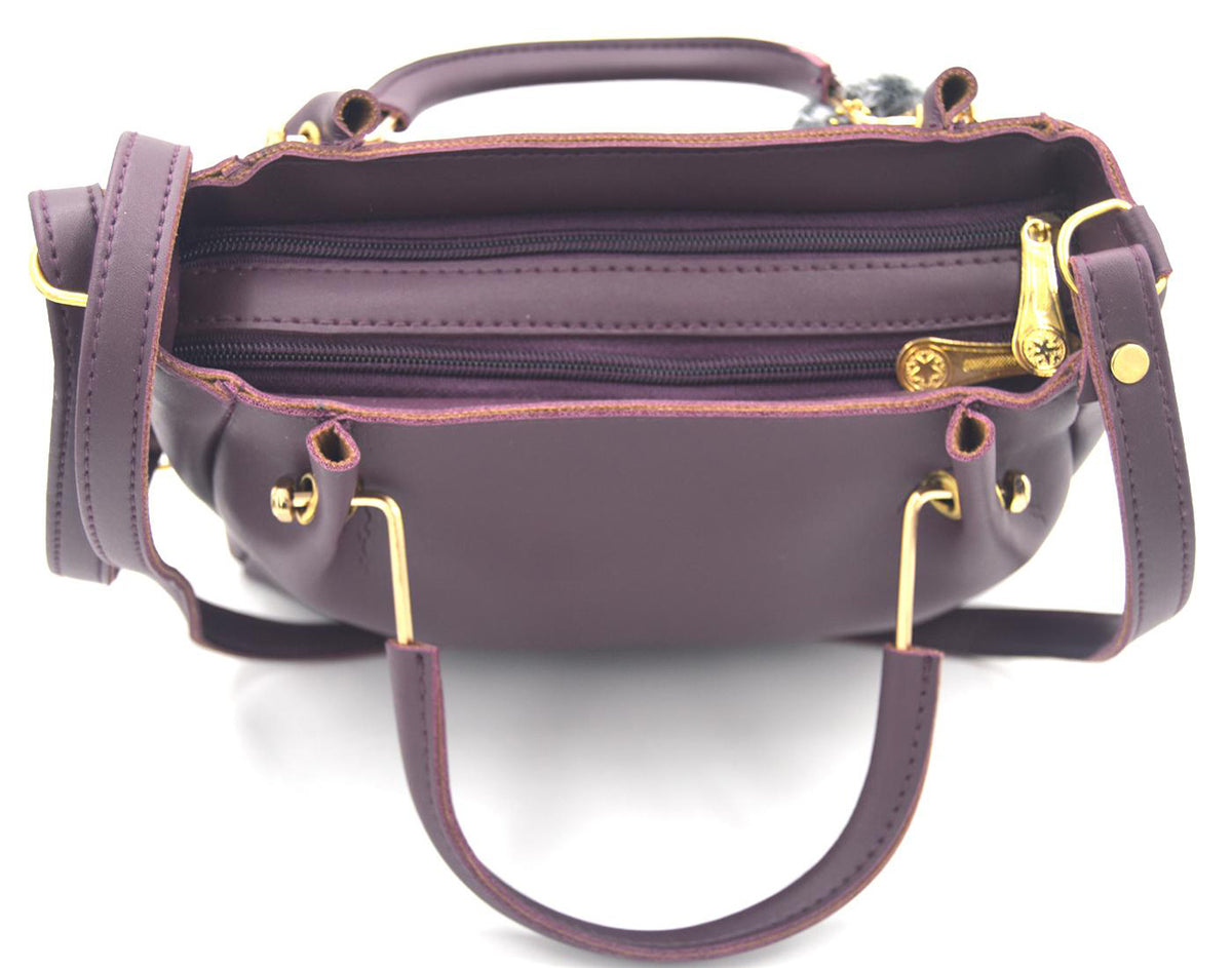 Handbag For Women And Girls Stylish violet PU Leather Bag Image 4