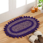 Cotton Anti-Slip Doormat for Home & Bathroom Entrance Multicolor oval Mat (40x60 cm) 2 Pcs Image 2