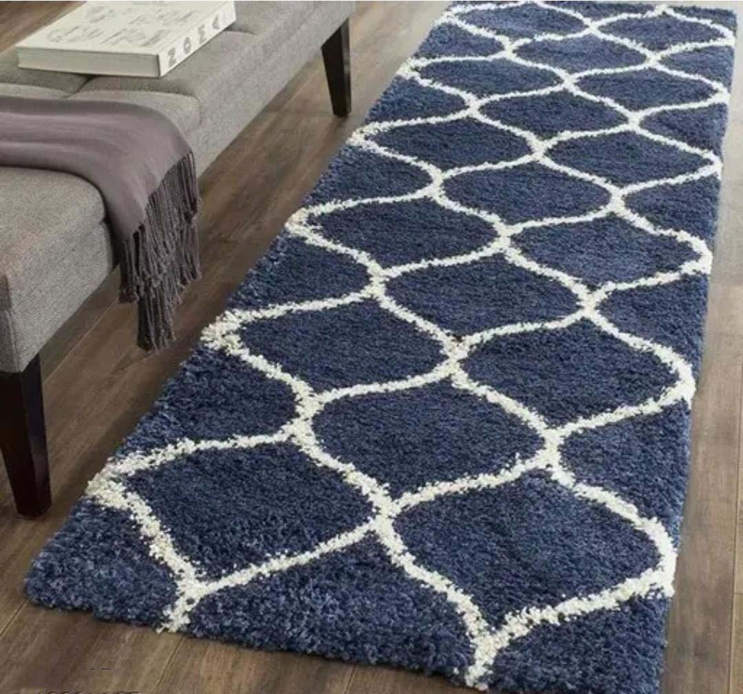 Microfiber Anti-Slip Doormat for Home & Bathroom Entrance Blue Rectangular Mat (2x5 Feet) Image 1