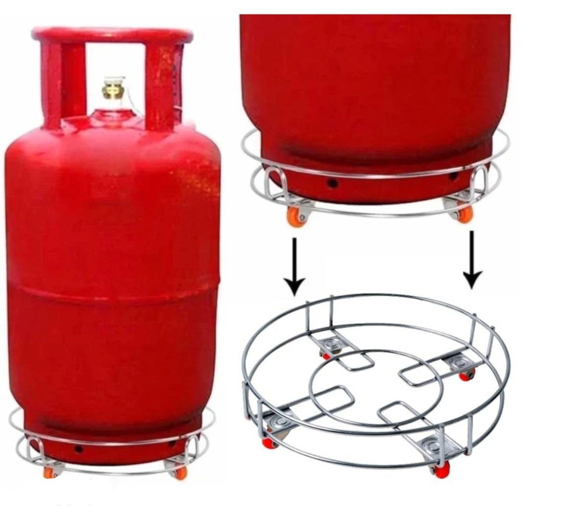 Stainless Steel Cylinder Trolley With Wheels Gas Trolly Lpg Cylinder Stand Kitchen Gas Trolly Image 1