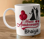 Marriage Anniversary Gifts Set For Bhaiya Bhabhi Happy Anniversary Gift Printed Ceramic Coffee Mug Anniversary Gift Pack Set Of 2 330 ml Wedding Anniversary Gifts For Brother Bhaiya Bhabhi Image 4