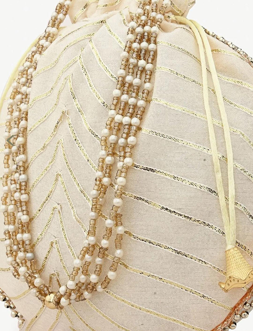Handbag For Women And Girls Stylish White Fabric Bag Image 4