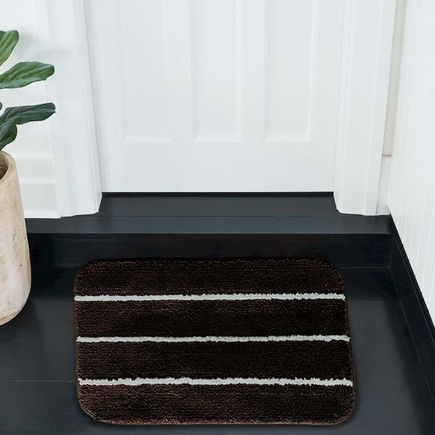 Microfiber Anti-Slip Doormat for Home & Bathroom Entrance Brown Rectangular Mat (40x60 cm) 2 Pcs Image 2
