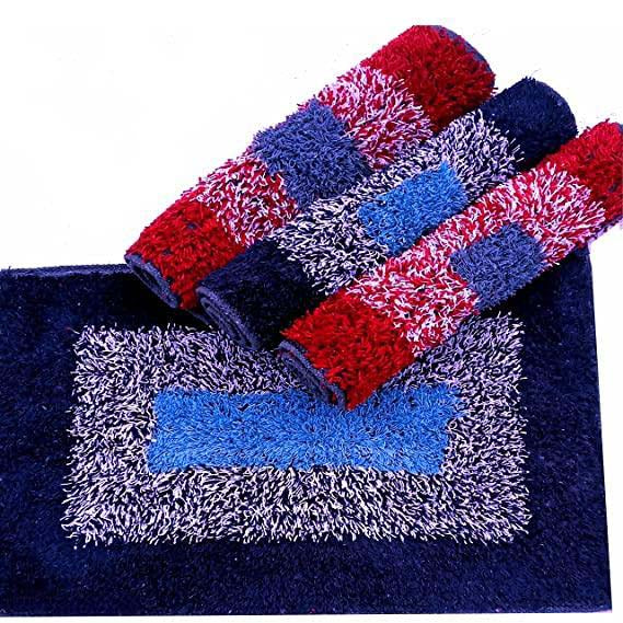 Cotton Anti-Slip Doormat for Home & Bathroom Entrance Multicolor Rectangular Mat (40x60 cm) Image 1
