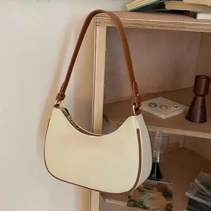 Handbag For Women And Girls Stylish cream PU Leather Bag Image 1