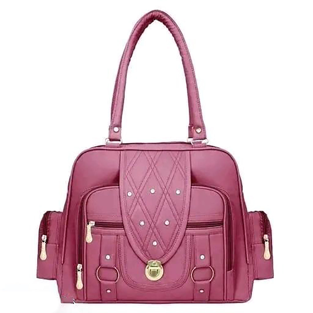 Handbag For Women And Girls Stylish Pink PU Leather Bag Image 2