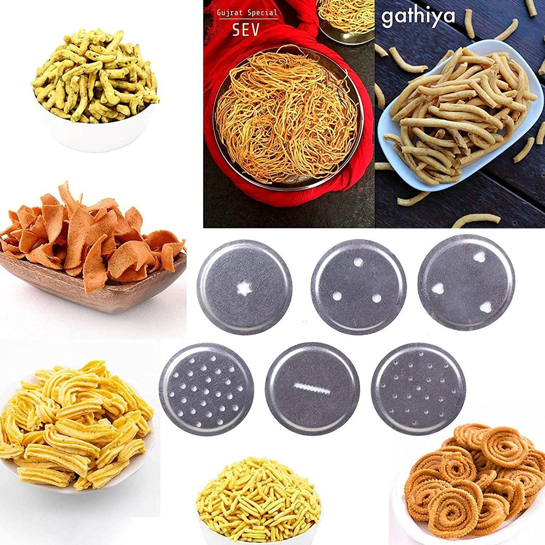 Stainless Steel Press Sev Sancha Machinepress Muruku Makerdab Sev Sancha With 6 Jali Image 2
