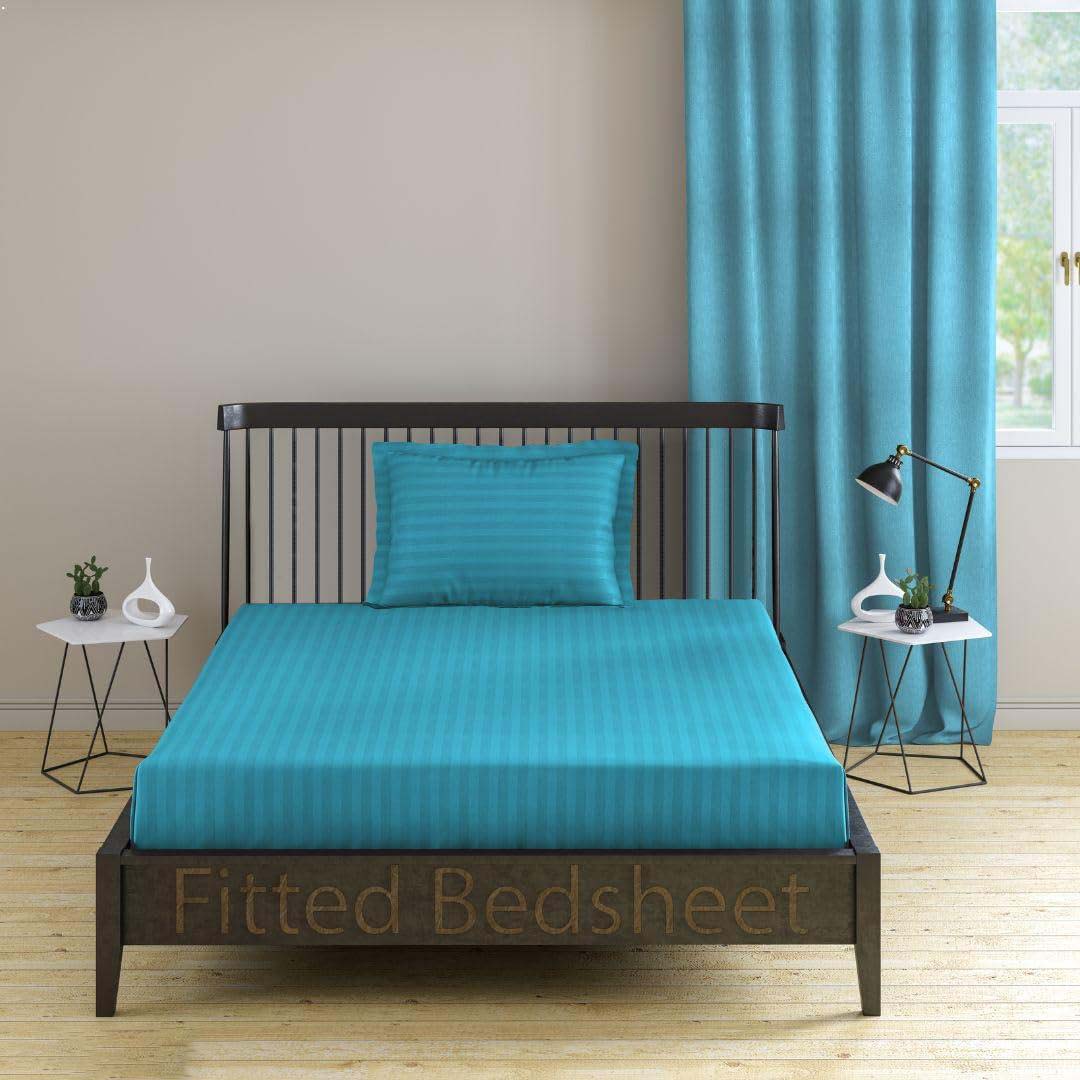 Satin (90x100 Inch) Double Size Bedsheet With 2 Pillow Cover in Blue Color Image 2