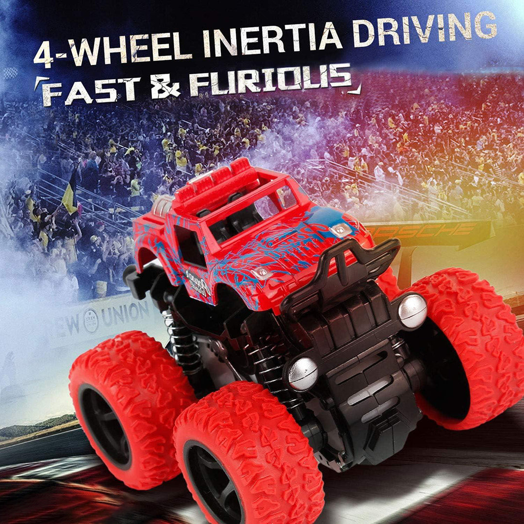 2 Monster Truck Friction Powered Cars Toys 360 Degree Stunt Image 2
