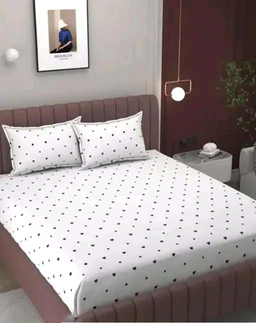 Cotton (78x72 Inch) Double Size Bedsheet With 2 Pillow Cover in White Color Image 4