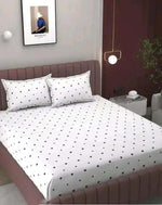 Cotton (78x72 Inch) Double Size Bedsheet With 2 Pillow Cover in White Color Image 4
