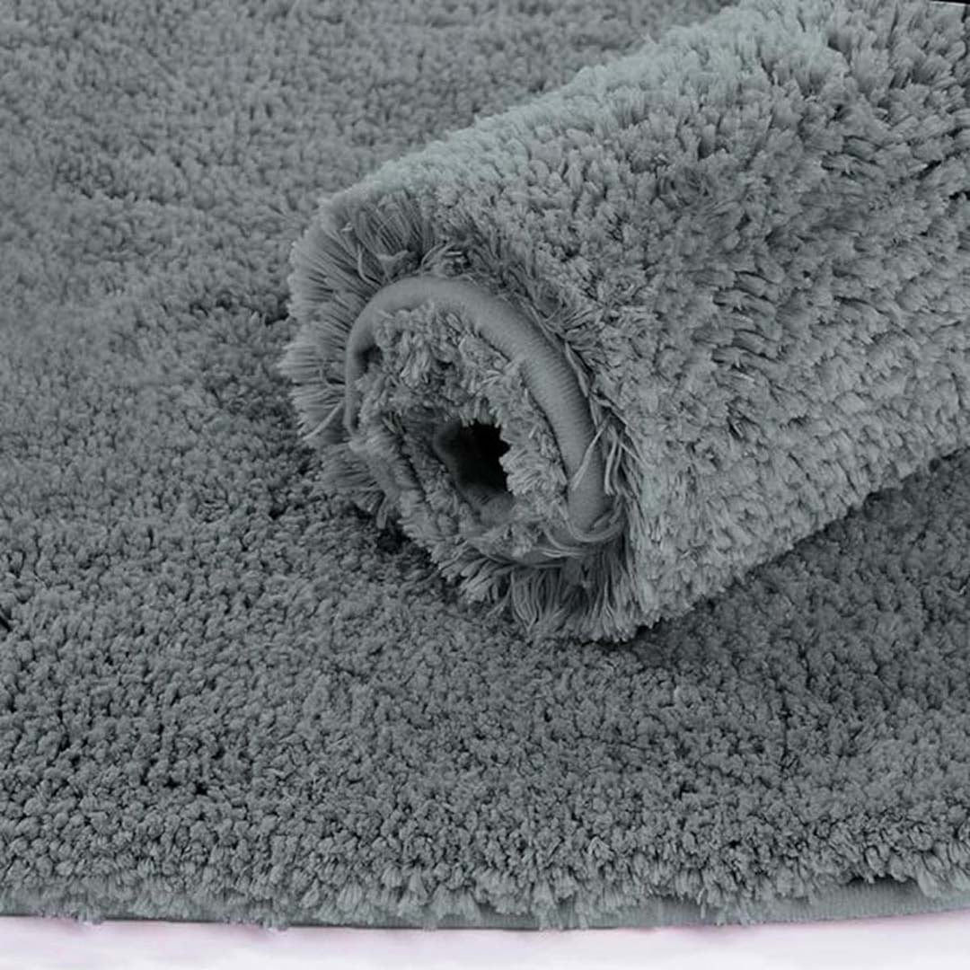Microfiber Anti-Slip Doormat for Home & Bathroom Entrance Grey Rectangular Mat (35x50 cm) Image 4