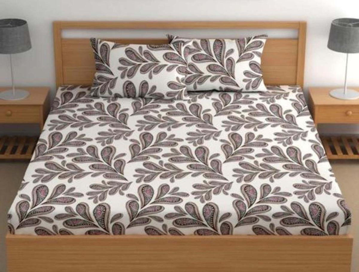 Glace Cotton (78x72 Inch) Double Size Bedsheet With 2 Pillow Cover in Multicolor Image 3