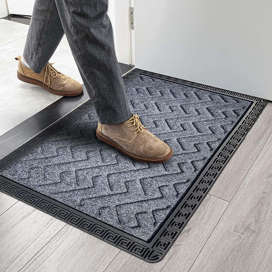 Polypropylene Anti-Slip Doormat for Home & Bathroom Entrance Grey Rectangular Mat (40x60 cm) Image 4
